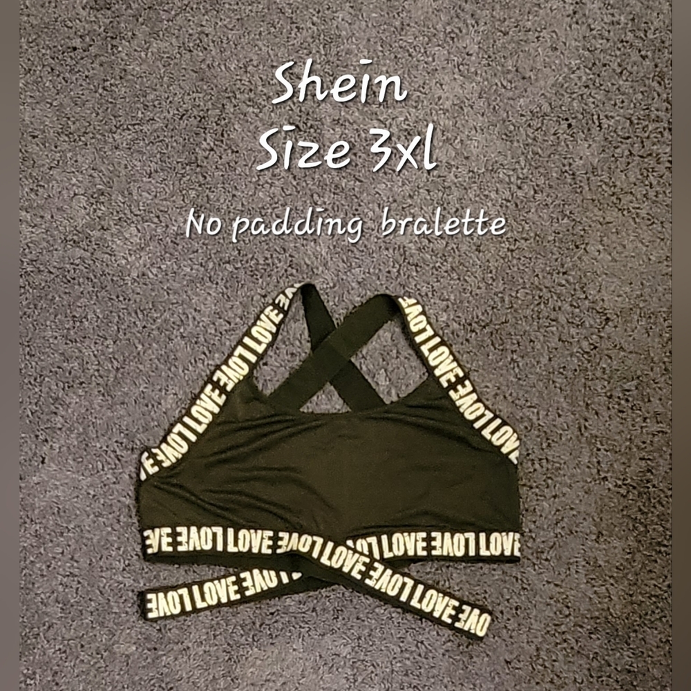 Shein 3x Black strappy love bralette